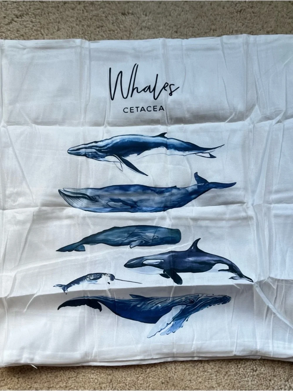 NEW Set of 2 Blue & White Whale & Shark Pillow Covers - 18”x18” - Covers Only